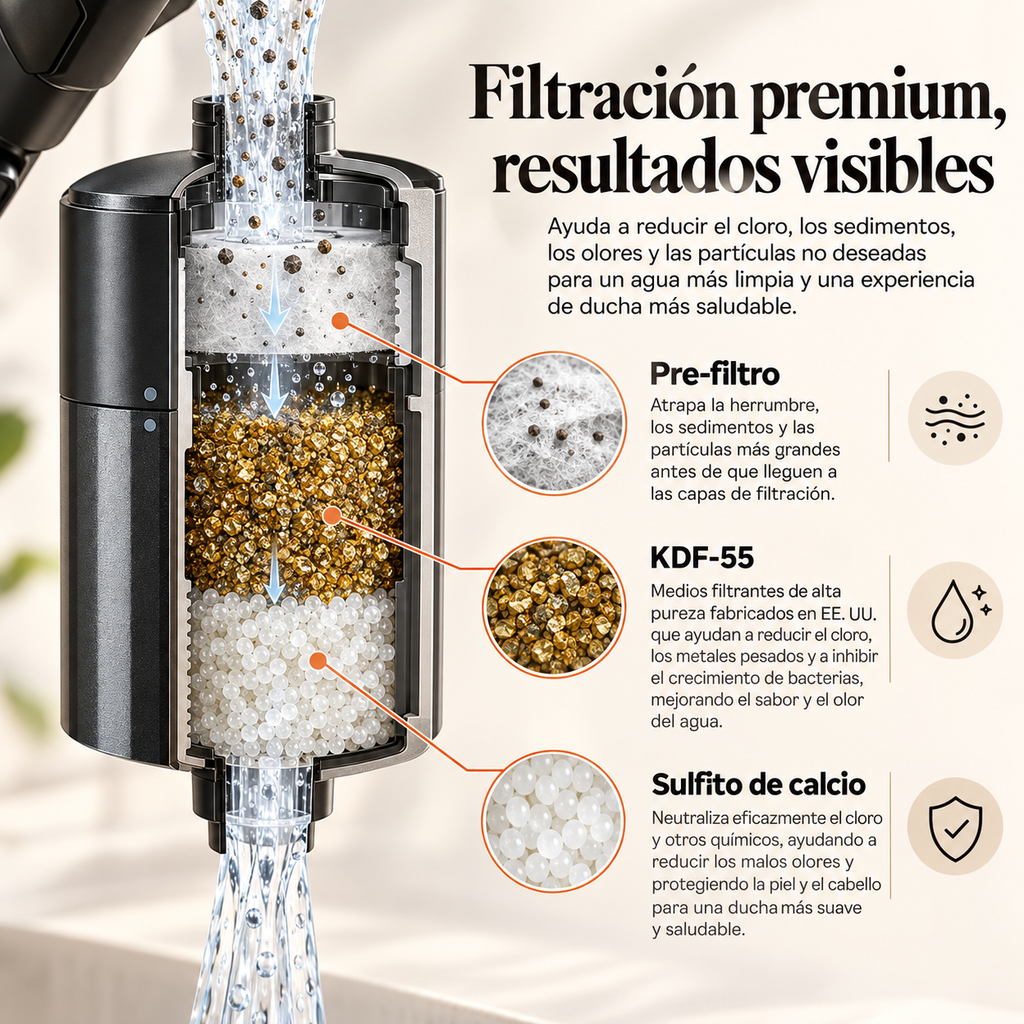Sasancare - Cabezal de Ducha Filtrante